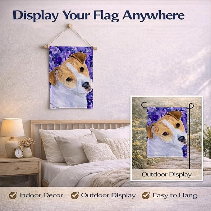 Caroline's Treasures SS8740GF Jack Russell Terrier Garden Flag Mailbox Flag Decorative Yard Flag Banner Outside Patio Artwork Yard Flower Beds, Garden Size, Multicolor