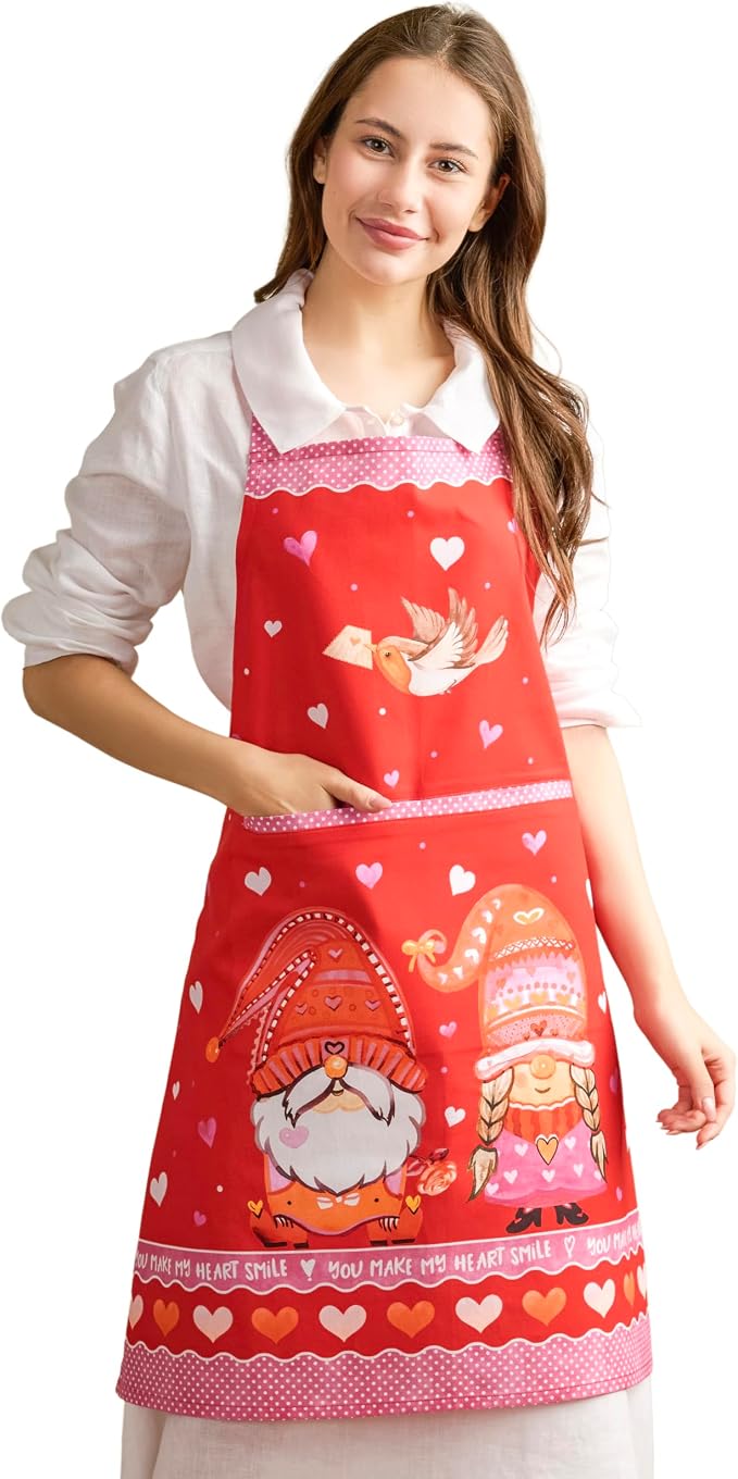 Maison d' Hermine Aprons for women with Pocket 100% Cotton (27.50"x31.50") | Adjustable Neck Strap & long ties Apron Men Chef Wedding Cooking Gardening Server Maid