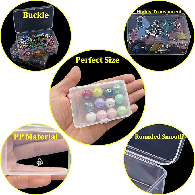 45 Pieces Bead Organizer Boxes, Medium Clear Plastic Storage Container with Labels, Large Craft Case Ideal for Big Beads Jewelry Making Supplies DIY Bracelets Screws Seeds Mini Tools and Small Parts