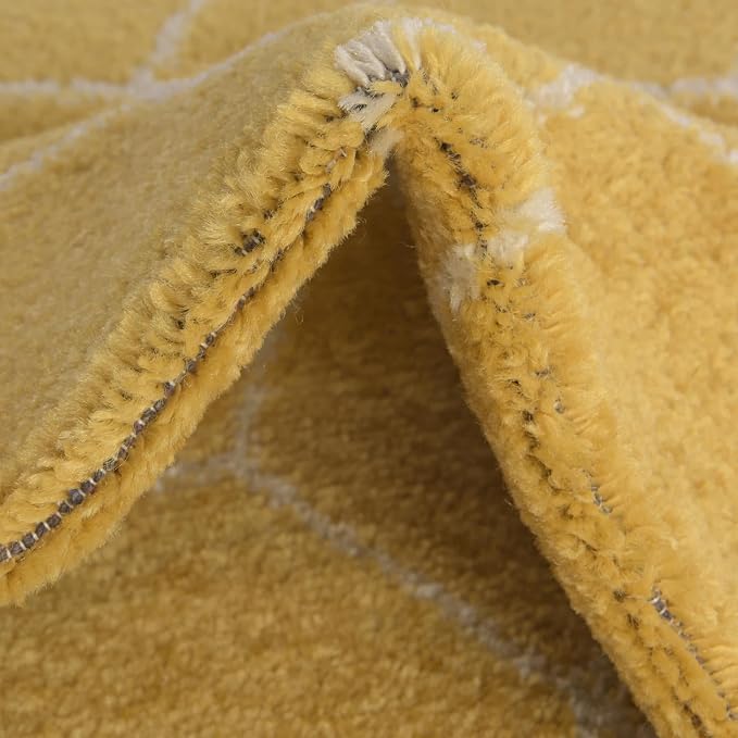Unique Loom Trellis Frieze Collection Area Rug - Geometric (2' x 10' Runner, Yellow/ Ivory)