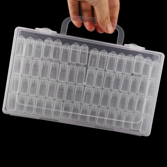 4 Pack 64 Grids Diamond Art Storage, Diamond Art Storage Containers, Bead Organizer with Diamond Painting Accessories Stickers, Beads Organizer for DIY Art Craft Storage