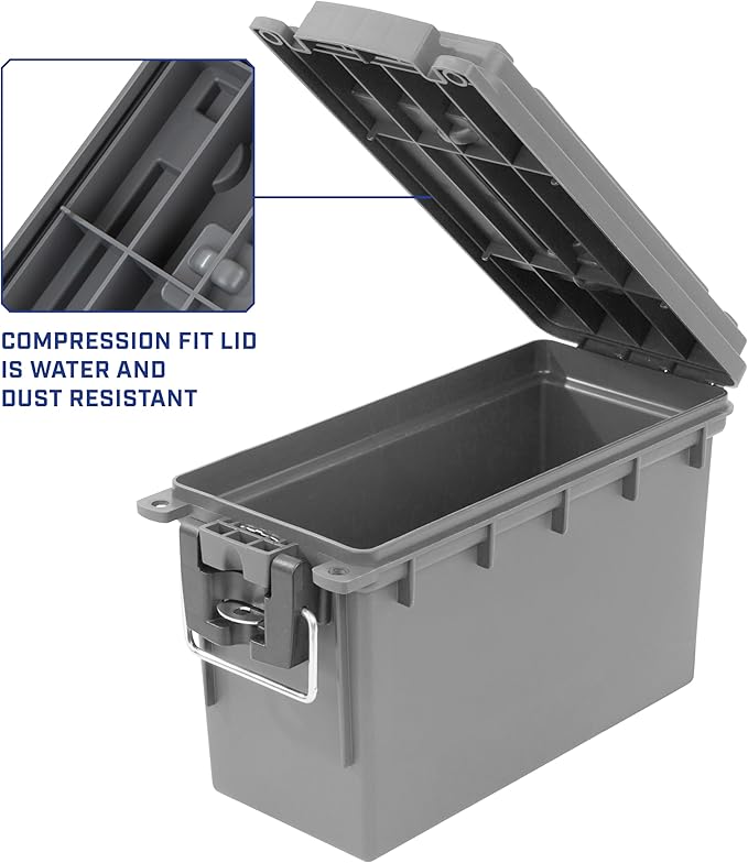 Sheffield Ammo Box Made in USA, Stackable Lockable Ammo Storage Box, Gray | 4 Pack Lockable Storage Box, Water & Dust Resistant Dry Box, Secures Hunting Gear, Gun Accessories, Supplies, Bullets
