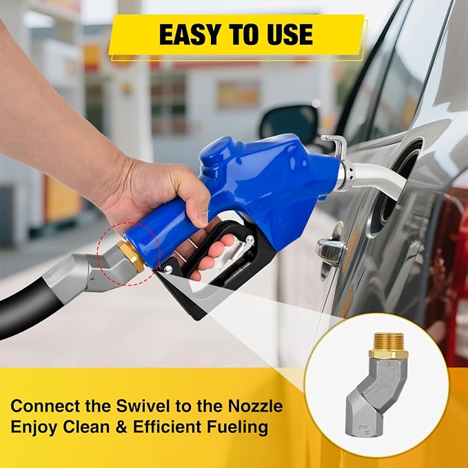 Nilight 1" NPT Fuel Nozzle with Fuel Hose Swivel, High Flow Auto Shut Off Gas Pump Transfer Refilling Nozzle with Adjustable Speed Padlock for Gasoline, Kerosene, Diesel