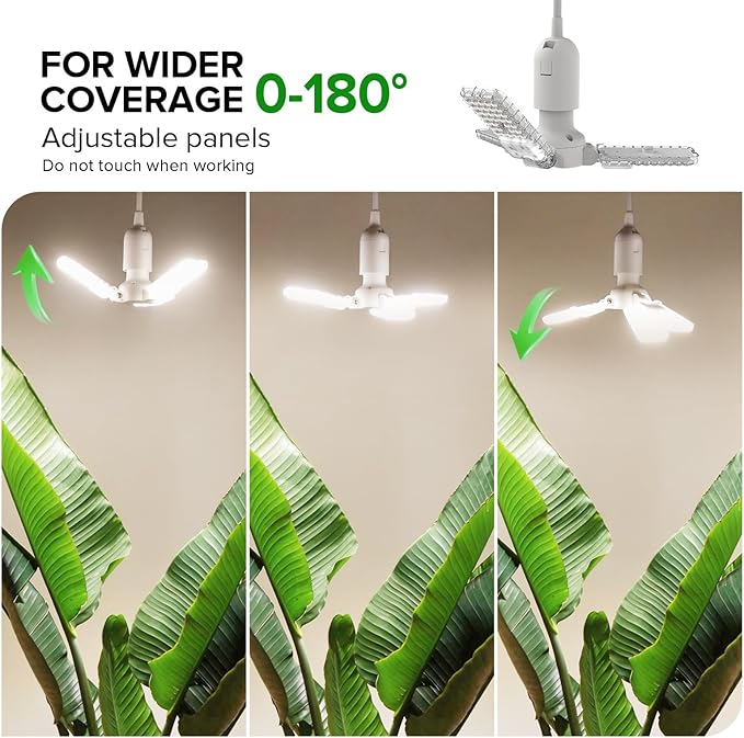 SANSI Hanging Grow Lights for Indoor Plants, 30W Hanging Plant Light with Timer, Adjustable 3-Panels, Full Spectrum, 4700LM, 4000K Daylight, Pendant Grow Light, 16.4FT Power Cord for Tall Large Plants