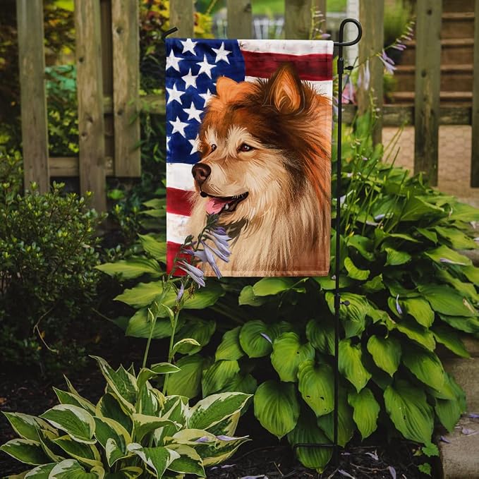 Caroline's Treasures CK6524GF Finnish Lapphund Dog American Flag Garden Flag Mailbox Flag Decorative Yard Flag Banner Outside Patio Artwork Yard Flower Beds, Garden Size, Multicolor
