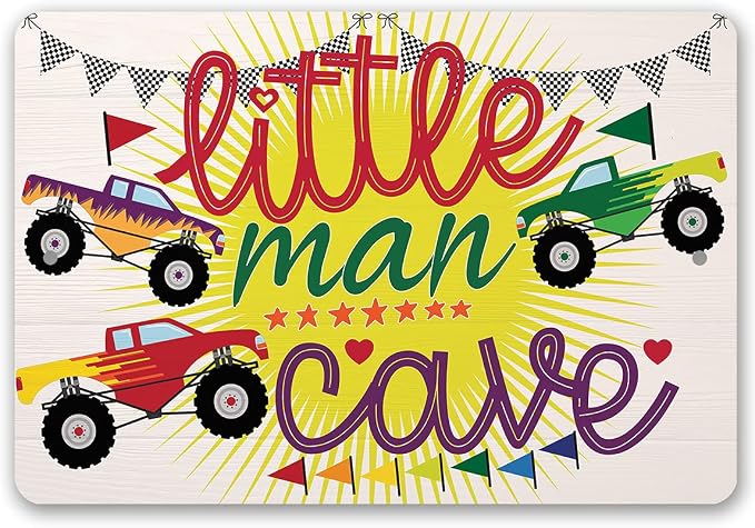 Metal Sign - Little Man Cave - Durable Metal Sign - Use Indoor/Outdoor - Makes a Great Kid's Room Decor and Baby Shower Gift Under $25 (12" x 18")