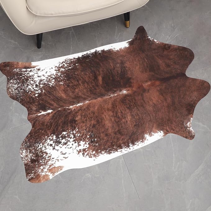 MACEVIA Faux Cowhide Rug Cute Cow Print Rugs Animal Area Carpet Western Decor for Living Room Bedroom Non-Slip 43.3" L x 29.5" W(3.6ft x 2.4ft)