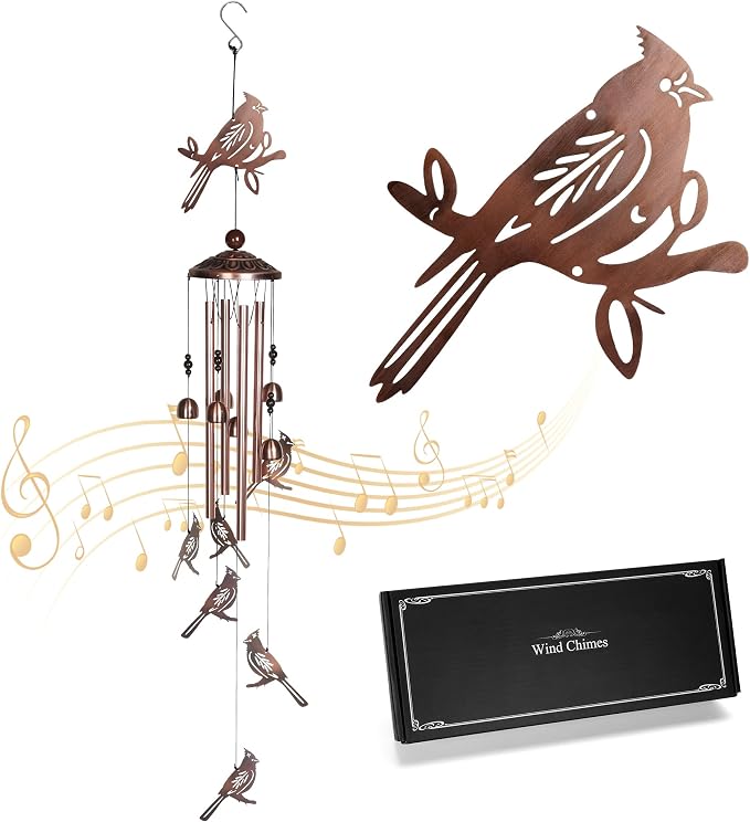 Cardinal Wind Chimes for Outside - Memorial Wind Chime, Love‘s Gentle Messenger. A Thoughtful Gift of Hope & Comfort for Sympathy, Mother‘s Day, Father’s Day, Housewarming, and Garden Decor