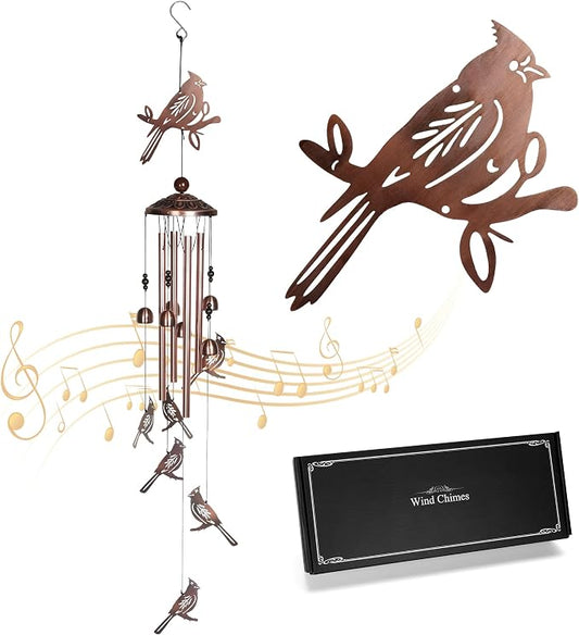 Cardinal Wind Chimes for Outside - Memorial Wind Chime, Love‘s Gentle Messenger. A Thoughtful Gift of Hope & Comfort for Sympathy, Mother‘s Day, Father’s Day, Housewarming, and Garden Decor