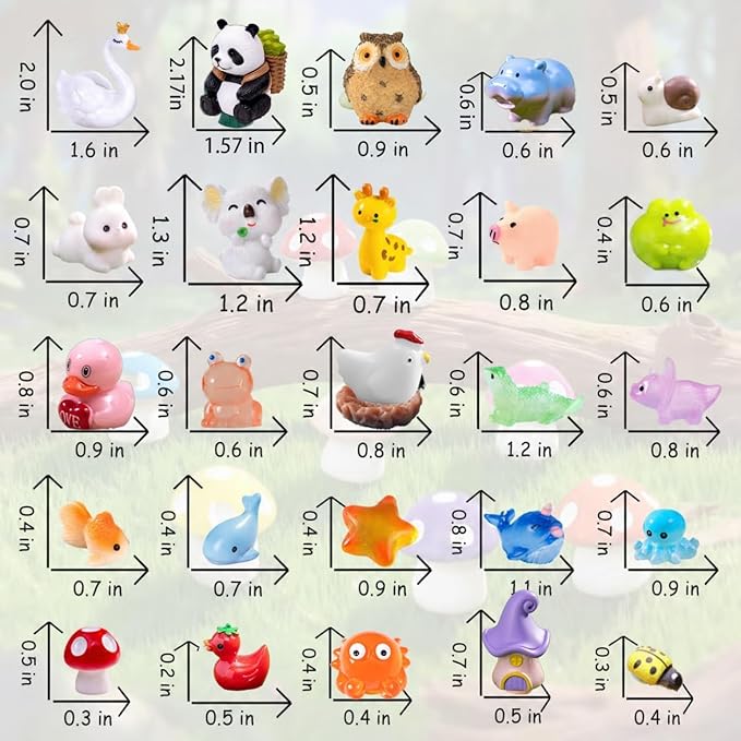 300 Pcs Mini Resin Animals Figurines, Mixed Tiny Resin Figures Bulk for Easter Egg Fillers Stuffers Fairy Garden Accessories Miniature Dollhouse Decorations DIY Slime Charms for Crafts Party Favors