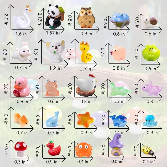 150 Pcs Mini Resin Animals Figurines, Mixed Tiny Resin Figures Bulk Fairy Garden Décor Micro Landscape Ornaments Dollhouse Craft Accessories DIY Slime Charms for Christmas Halloween Fillers Stuffers