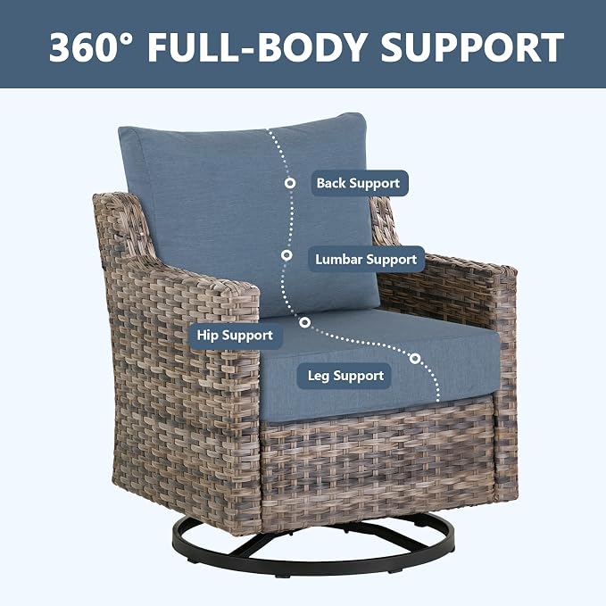 Goodgoods 25 x 25 Sunbrella Outdoor Patio Deep Seat Cushions 2-Pack, Fade-Resistant & Water-Resistant Furniture Chair Cushions with 30D High-Resilience Foam for Sofa, Spectrum Denim