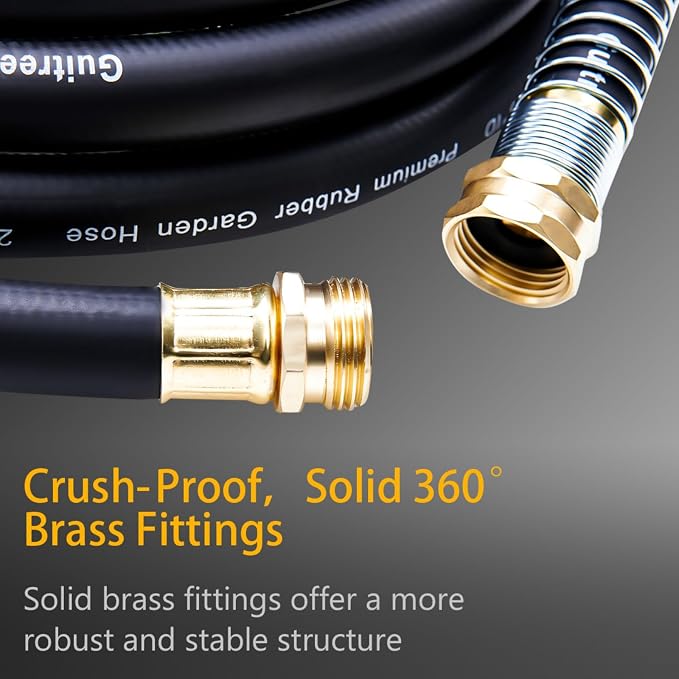 Guitrees Leader Garden Hose 10ft x 5/8", Heavy Duty Short Water Hose, Female to Female Fittings, Five Layered Braiding for Durability, 1000PSI Burst, 300PSI Working (Black)