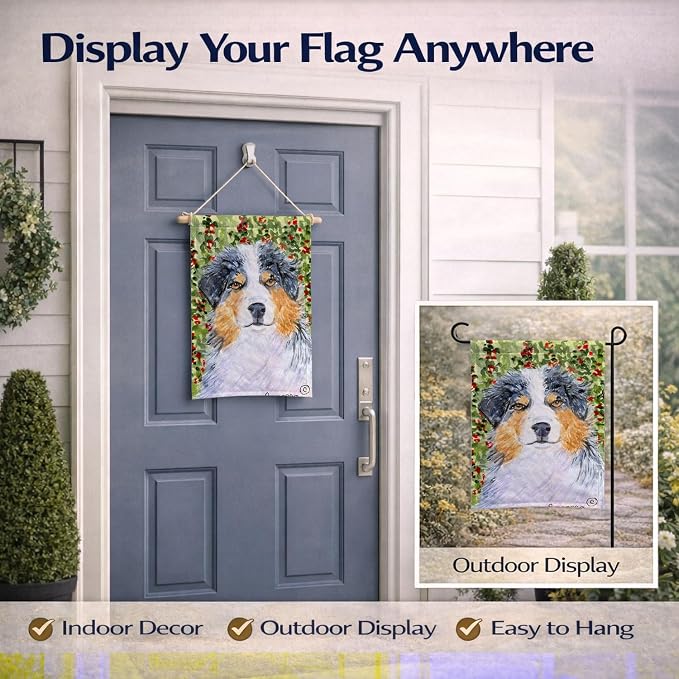 Caroline's Treasures SS8848GF Australian Shepherd Garden Flag Mailbox Flag Decorative Yard Flag Banner Outside Patio Artwork Yard Flower Beds, Garden Size, Multicolor