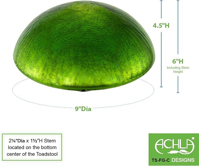 Achla Designs Glass Toadstool Mushroom Gazing Ball - Fern Green
