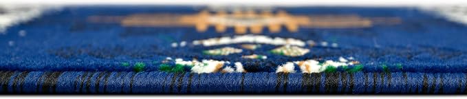 YHSF South West Native American Area Rug C318 - Easy Clean, Thick, Soft, Durable Native Tribal American Indian Inspired Rug for Bedroom/Living Room and More - Navy Blue, 16 Inches x 28 Inches