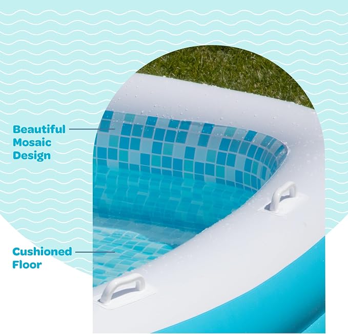 Premium Large Inflatable Pool with Soft Floor, Handles and Drain for Adults and Kids, 90"x60"19" Durable Blow Up Outdoor Swimming Pool for Backyard, Summer Gift, Family Size Kids Pool