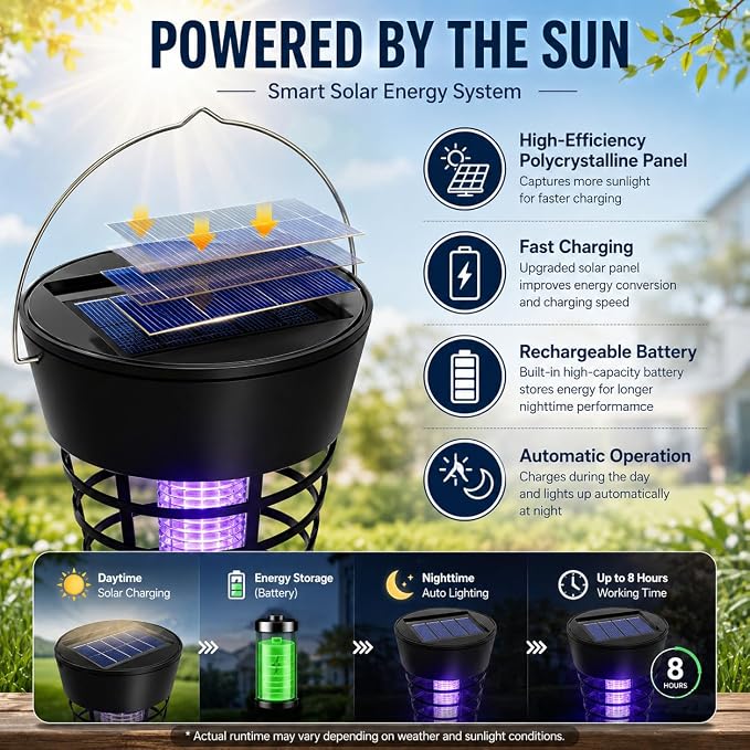 4PCS Solar Mosquito Zapper Outdoor,Mosquito Trap Light Used to Keep Away Gnat Small Flying Insect,Waterproof Bug Zapper for Outside,Solar Fly Zapper for Yard Vegetable Gardens Farm