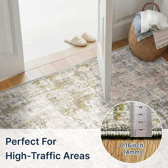 2x3 Area Rug Washable Abstract: Non Slip Throw Rugs for Entryway | Indoor Door Mat for Kitchen Soft Low Pile Thin Small Carpet for Hallway Bedroom Dining Room Home Office Decor