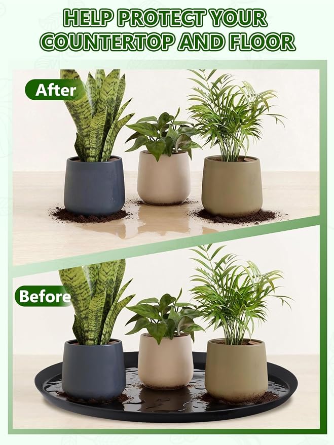 Kalolary 20 Inch Plant Saucer for Potted Plant Silicone Plant Trays Plant Saucer Growing Tray Heavy Sturdy Silicone Plant Drainage Saucers Plant Drip Trays for Pots Seed Starter Growing Trays
