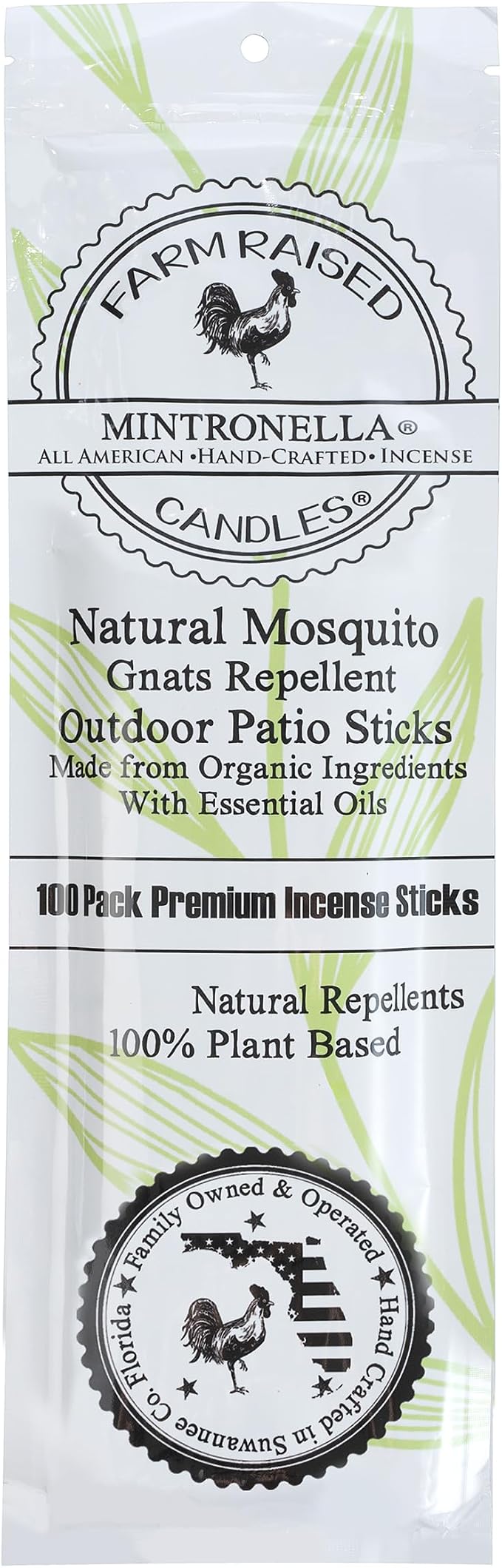 Mintronella USA Made Citronella & Peppermint Mosquito Repellent Incense Sticks – 100 Pack – Natural Bug & Insect Repellent – Outdoor Camping, Patio Decor – No‑See‑Um & Gnats, Fly