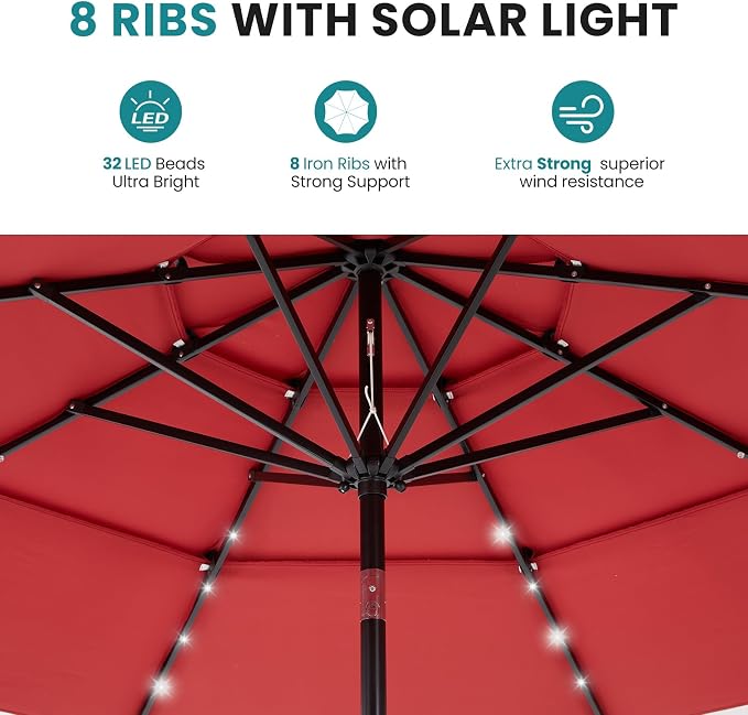 NEWBULIG 10FT Patio Umbrella, Offset Cantilever Outdoor Patio Table Umbrella, UV Protection, Fade Resistant Fabric, Easy Tilt Adjustment for Pool, Deck, Garden, Backyard, Red