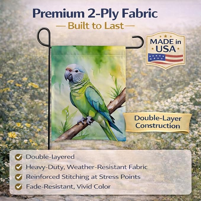 Caroline's Treasures Monk Parakeet Garden Flag Mailbox Flag Decorative Yard Flag Banner Outside Patio Artwork Yard Flower Beds, Garden Size, Multicolor