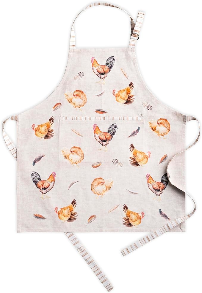 Maison d' Hermine Aprons for women with Pocket 100% Cotton (27.50"x31.50") | Adjustable Neck Strap & long ties Apron Men Chef Wedding Cooking Gardening Server Maid