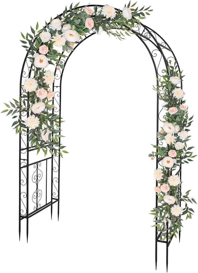 Garden Arch Trellis, Heavy-Duty Steel Frame Support Arbour Archway for Climbing Plant, Rose Vines, Vegetables, Outdoor Decoration for Lawn Backyard Party Wedding, Arc Top