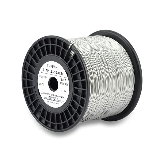 WCS .021 Stainless Steel Safety Lock Wire, T302/304, NASM20995C MS20995C, ASTM A580 Condition A, AMS569, Mechanics Wire for Aircraft, Automotive, & Industrial Use, 5lb Dispenser Can, Approx 4200 ft