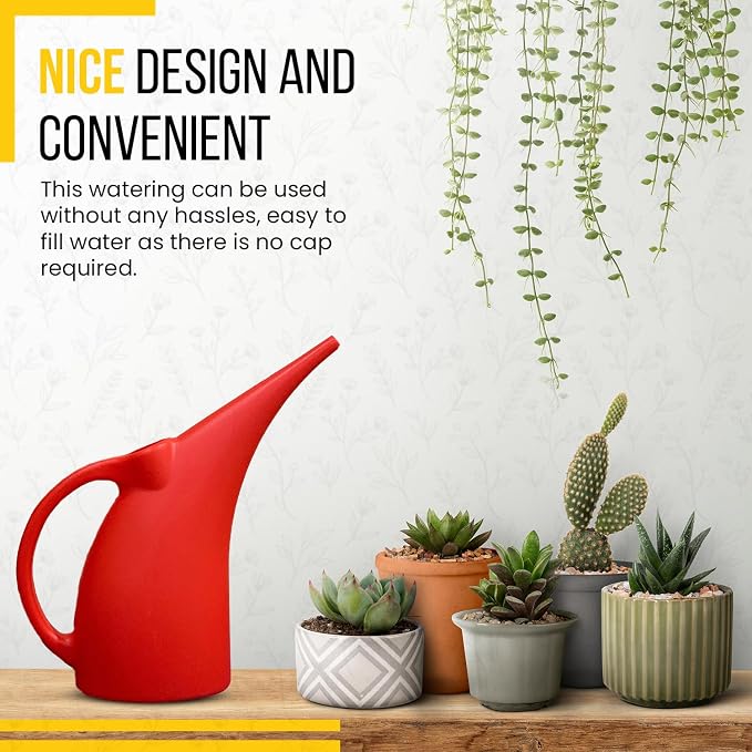KP KOOL PRODUCTS Watering Can 1/2 Gallon - Small Watering Can for Indoor & Outdoor Plants - Red Plant Waterer - Plastic Water Can for Garden - 1 Pack