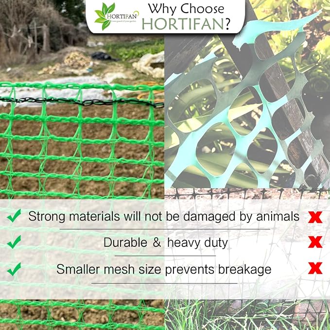 Garden Fence Temporary Fence, 4'x30' with 50 Zip Ties, Plastic Fencing Safety Fence Snow Fence, Construction Fencing for Yard, Deer, Pet, Rabbits, Chicken, Dogs, Animal Barrier, Green