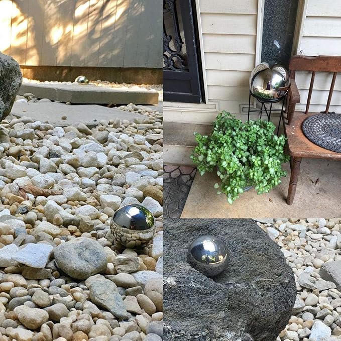 40cm/16inch Diameter Gazing Globe Mirror Ball,Red Stainless Steel Polished Reflective Smooth Garden Sphere,Colorful and Shiny Addition to Any Garden or Home