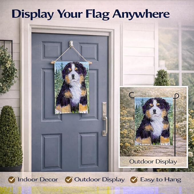 Caroline's Treasures SS8861GF Bernese Mountain Dog Garden Flag Mailbox Flag Decorative Yard Flag Banner Outside Patio Artwork Yard Flower Beds, Garden Size, Multicolor