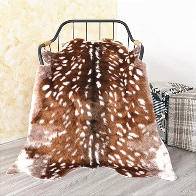 Asuprui Deer Rug, 3x3.6 Feet Sika Deer Hide Carpet,Antelope Rug,Fawn Mats
