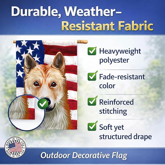Caroline's Treasures CK6596CHF Korean Jindo American Flag House Flag Large Porch Sleeve Pole Decorative Outside Yard Banner Artwork Wall Hanging, Polyester, House Size, Multicolor
