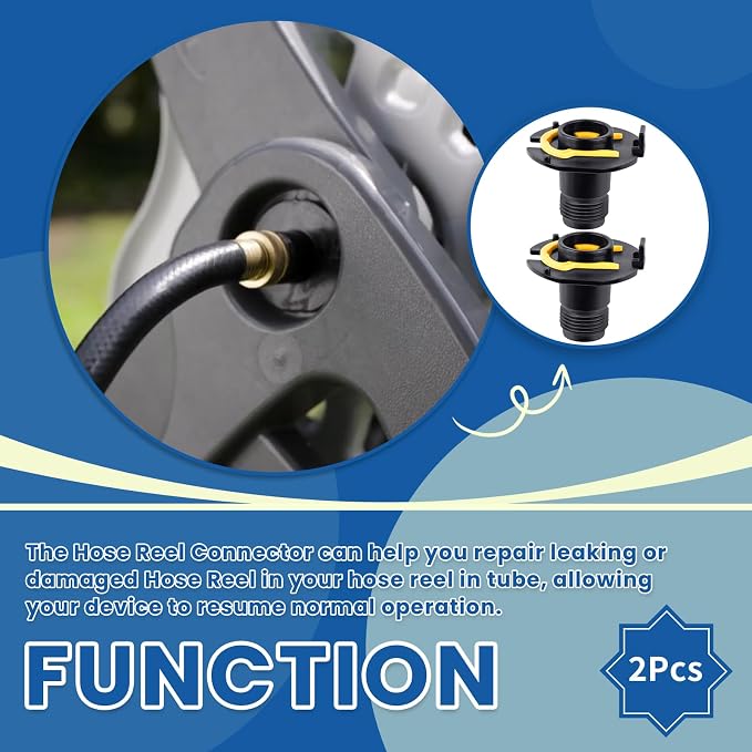 2Pcs Hose Reel Connector with Yellow Retainer Clip Part Compatible with S-uncast Model Hose Reels (2)