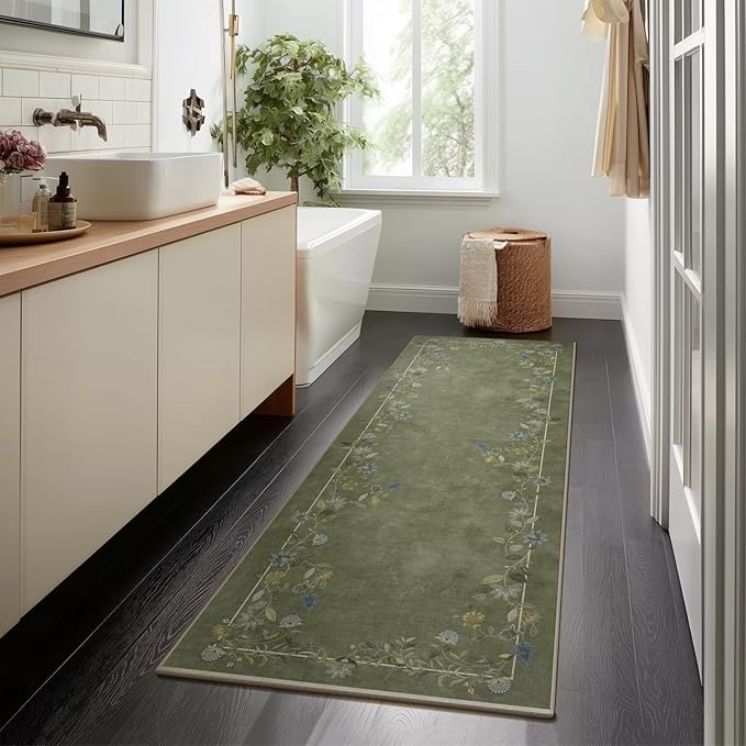 2x6 Washable Rug Runners for Hallways: Runner Rug Non Slip Backing Stain Resistant Low Pile Soft Indoor Floor Carpet Runners for Kitchen Entryway Hallways Bedroom Laundry Room Farmhouse Indoor