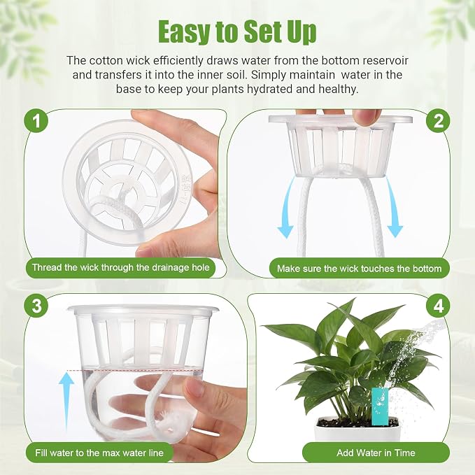 30 Packs 3.3" 4.5" Self Watering Plastic Clear Nursery Pots with Humidity Dome Seed Starter Cups Kits Hydroponic Basket Plant Labels Automatic Watering Planter for Propagation Planting Seedling