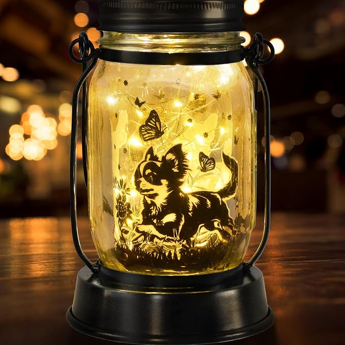 Kyoryuger Chihuahua Gifts for Women/Men Chihuahua Solar Lanterns Dog Mom Birthday Dog Lovers Lantern Pet loss Pet Memorial Lights Solar Garden Decoration Outside for Yard, Patio,Backyard,Porch Torches