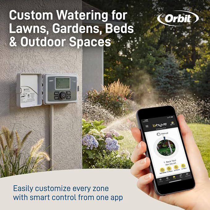 Orbit B-hyve Smart Indoor/Outdoor Sprinkler Controller - 6-Zone - App Controlled Smart Controller with Custom Irrigation Schedules - Weatherproof Multi-Zone Sprinkler System - 57946 (Pack of 6)