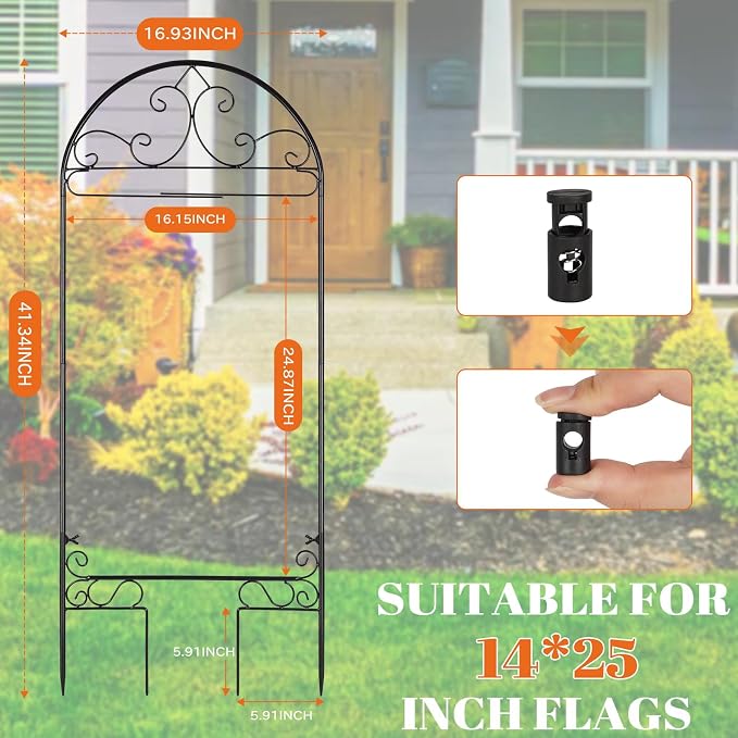 Liitrton 2 Pack Garden Flag Holder Stand | Yard Flag Holder Fits Max 14" x 25" Flags | Metal Garden Flagpole Stake for Outside, Seasonal Yard Lawn Holiday Decor Flag Stand (No Flag Included) (Black)