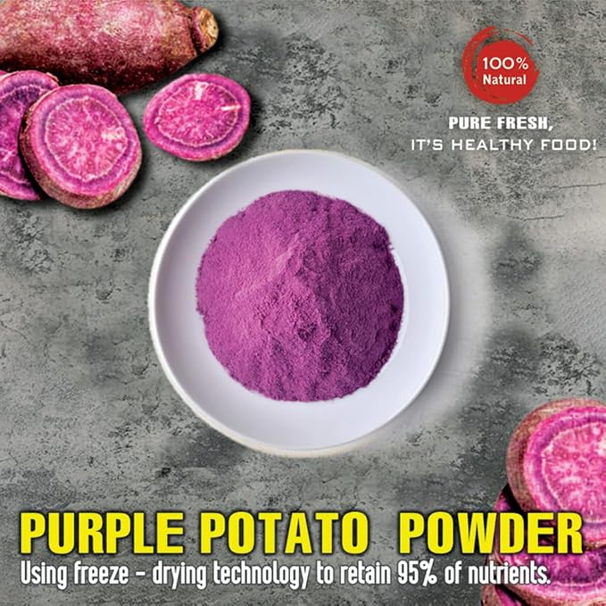 PURPLE POTATO POWDER 5.29 oz (150g) VIETFARMFOOD: Pure freeze-dried vegetable powder, made from real vegetables with no added sugar - Perfect for daily nutrition to keep your body full of vitality