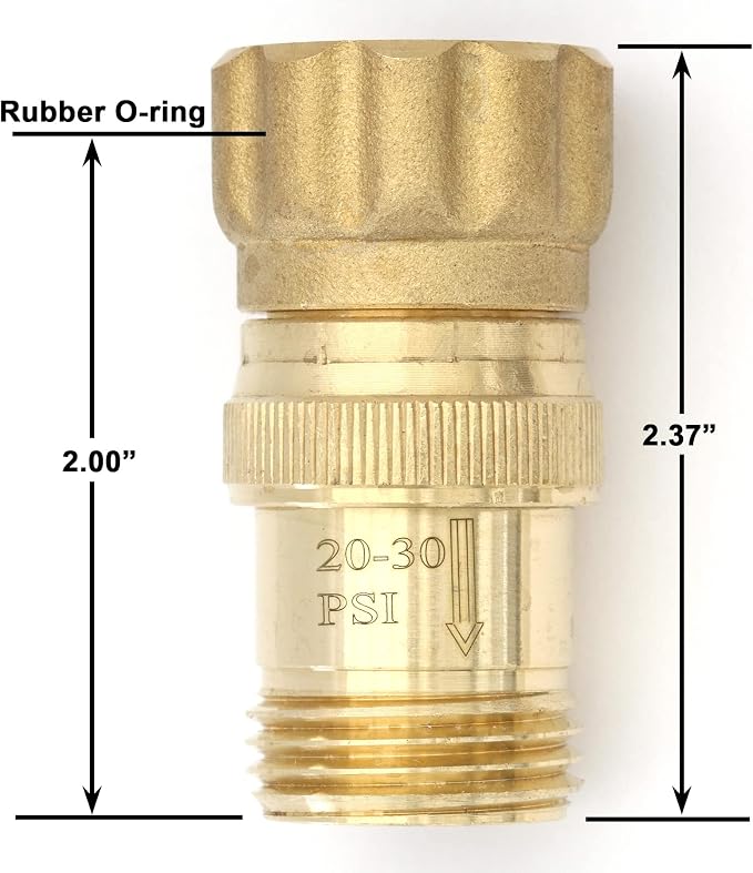 Heavy Duty 25 psi Water Pressure Regulator 3/4 inch Hose Thread Drip Irrigation System Pressure Reducer, Lead-Free Brass (With Regular and Screen O-Rings, 2, Count)