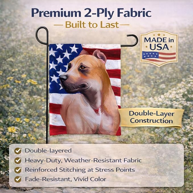 Caroline's Treasures CK6388GF Alano Espanol American Flag Garden Flag Mailbox Flag Decorative Yard Flag Banner Outside Patio Artwork Yard Flower Beds, Garden Size, Multicolor