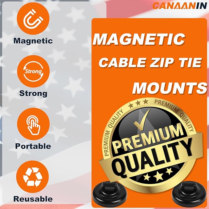 Magnet Zip Tie Mount Magnetic Cable Tie Mount Clips Holder Strong Wire Cable Holder Mount Wire Base Management for Home Office Marine Electrical Wiring (D23 5Pcs)