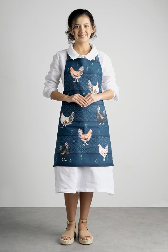Maison d' Hermine Aprons for women with Pocket 100% Cotton (27.50"x31.50") | Adjustable Neck Strap & long ties Apron Men Chef Wedding Cooking Gardening Server Maid
