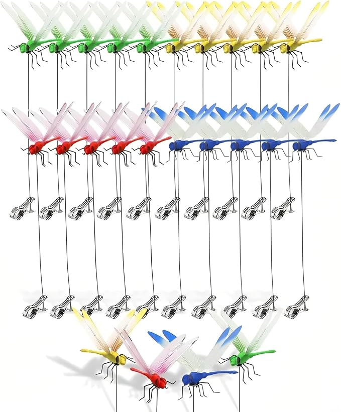 Dragon Fly Clips for Bugs Repellent, 3D Dragonfly Garden Stakes Decor - Dragonfly Clips to Keep Bugs Away, for Outdoor Garden Decoration & Hat Clip Accessories (20pcs)