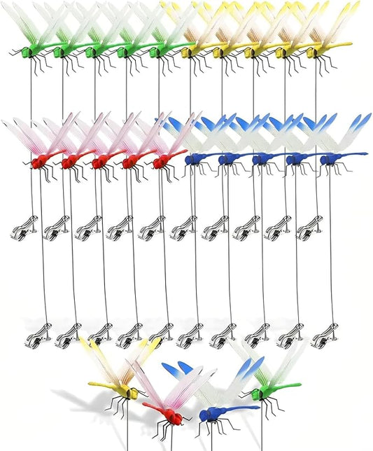 Dragon Fly Clips for Bugs Repellent, 3D Dragonfly Garden Stakes Decor - Dragonfly Clips to Keep Bugs Away, for Outdoor Garden Decoration & Hat Clip Accessories (20pcs)