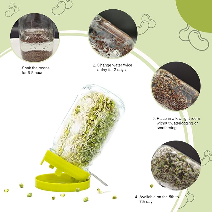 Sprouting Lid for Mason Jars, Wide Mouth Sprouting Jar Kit with 316 Stainless Steel Mesh Screen and Drain Tray for Broccoli, Alfalfa & Mung Bean Sprouts, 1 Lid + 1 Tray, Jar Not Included